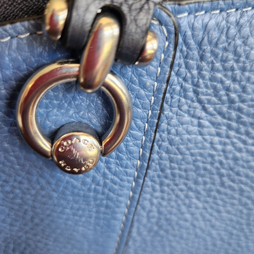 COACH Kacey Satchel Pebbled Leather Sky Blue - Picture 5 of 13